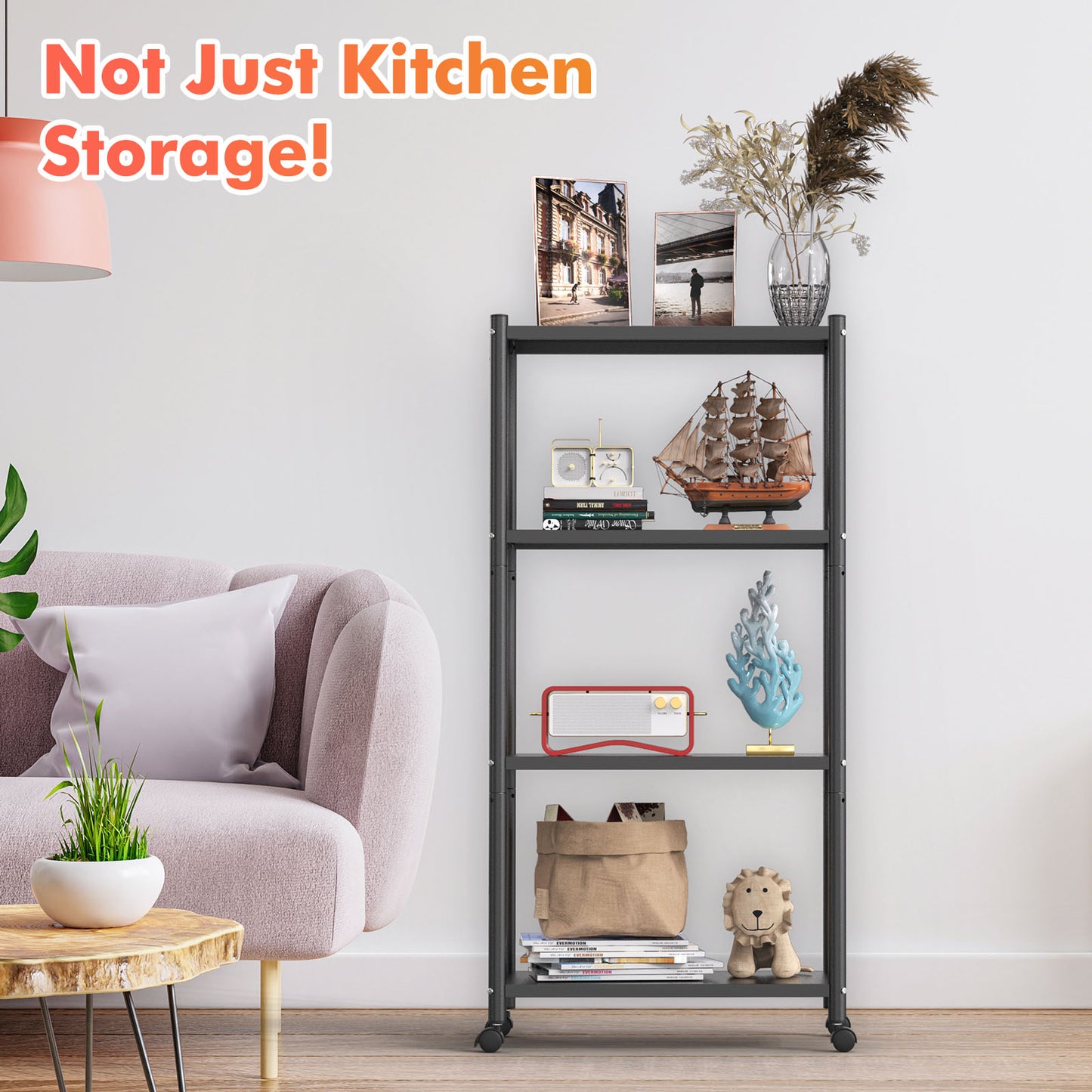 4-Tier Free Standing Kitchen Storage Shelf Rack
