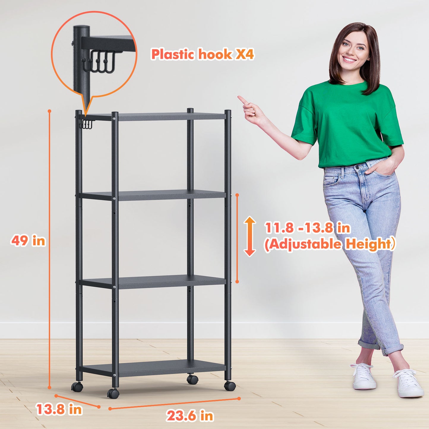 4-Tier Free Standing Kitchen Storage Shelf Rack